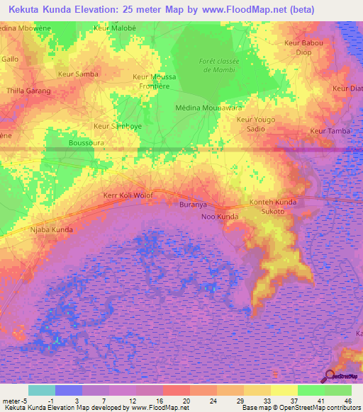 Kekuta Kunda,Gambia Elevation Map