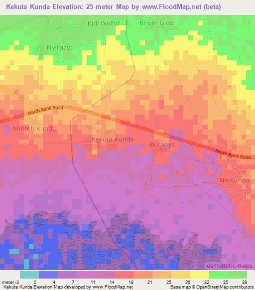 Kekuta Kunda,Gambia Elevation Map