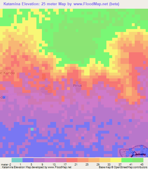 Katamina,Gambia Elevation Map