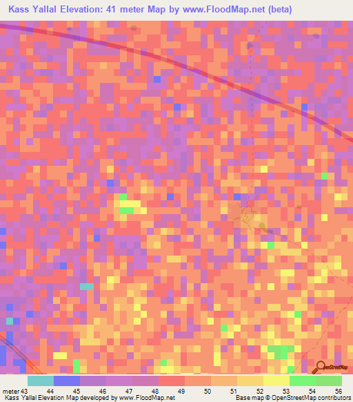 Kass Yallal,Gambia Elevation Map