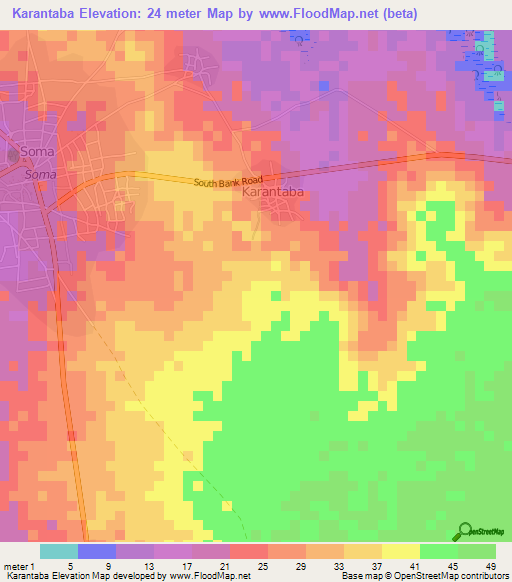 Karantaba,Gambia Elevation Map