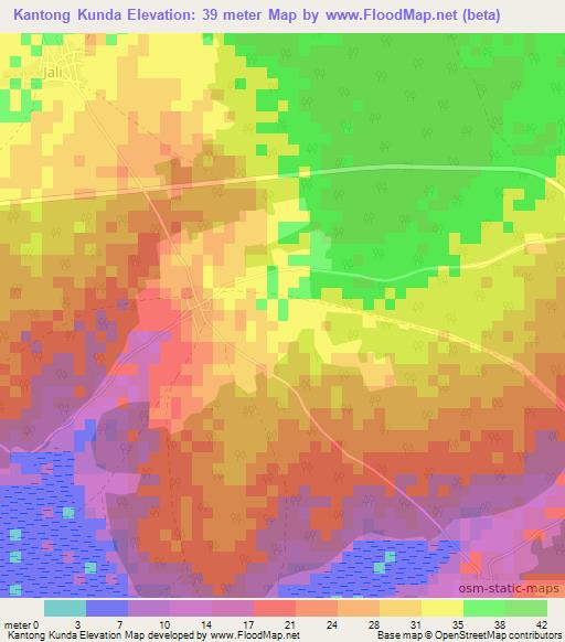 Kantong Kunda,Gambia Elevation Map