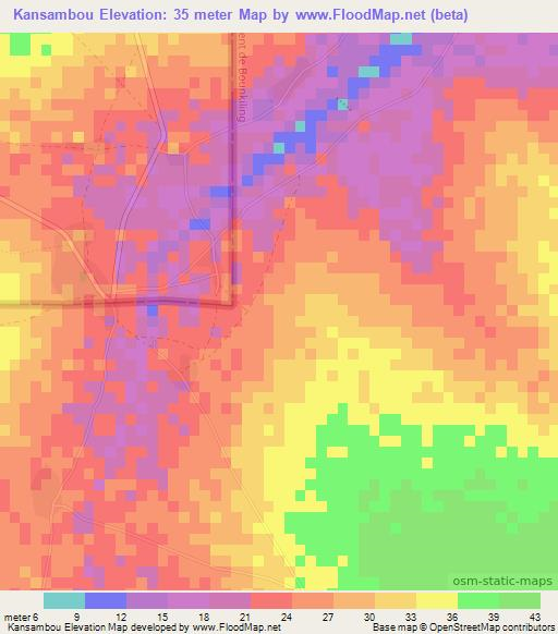 Kansambou,Gambia Elevation Map