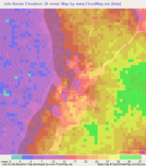 Jula Kunda,Gambia Elevation Map