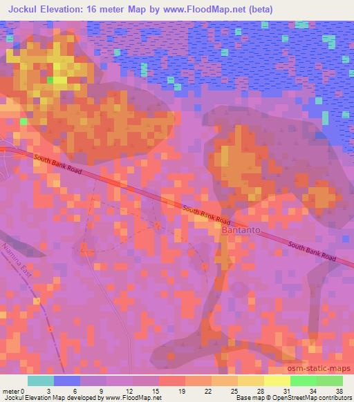 Jockul,Gambia Elevation Map
