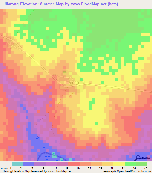 Jifarong,Gambia Elevation Map