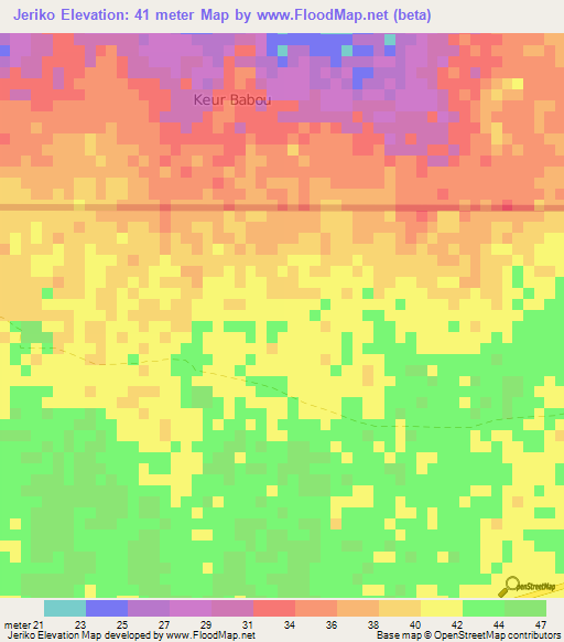 Jeriko,Gambia Elevation Map