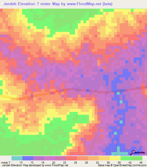 Jendeh,Gambia Elevation Map