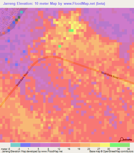 Jarreng,Gambia Elevation Map