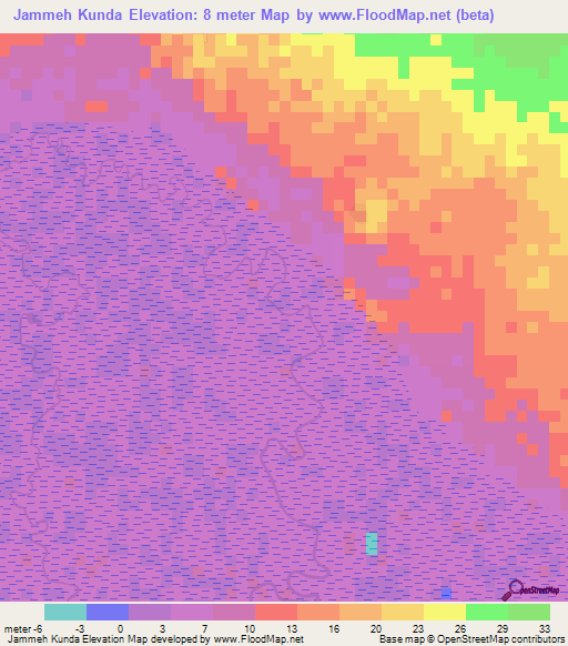 Jammeh Kunda,Gambia Elevation Map