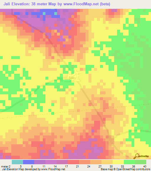 Jali,Gambia Elevation Map