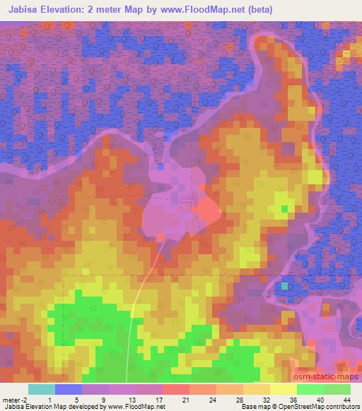 Jabisa,Gambia Elevation Map