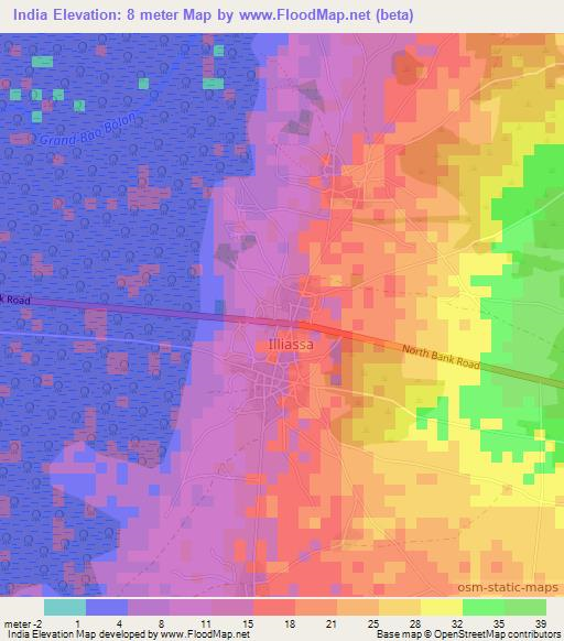 India,Gambia Elevation Map