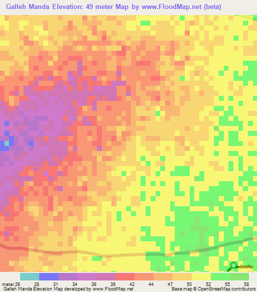 Galleh Manda,Gambia Elevation Map