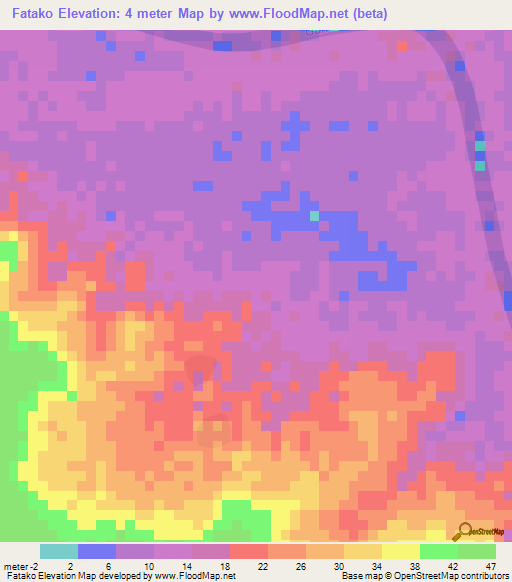 Fatako,Gambia Elevation Map