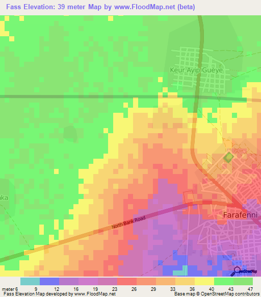 Fass,Gambia Elevation Map
