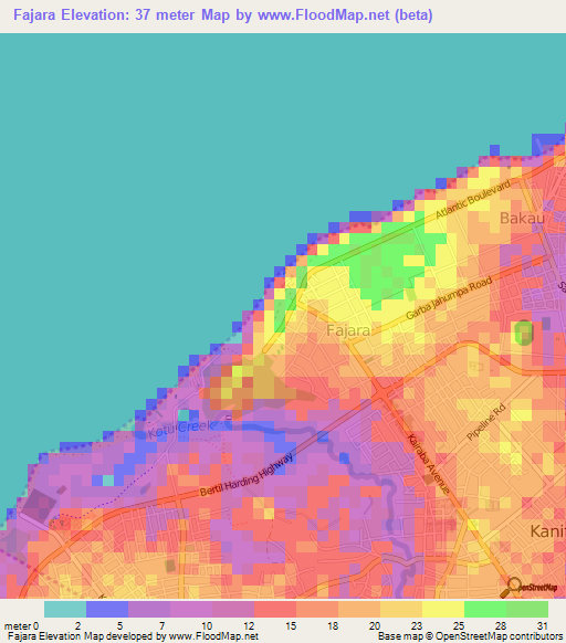 Fajara,Gambia Elevation Map