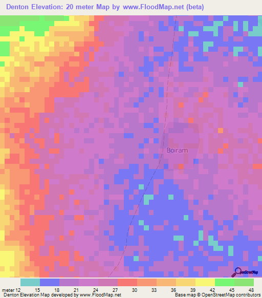 Denton,Gambia Elevation Map