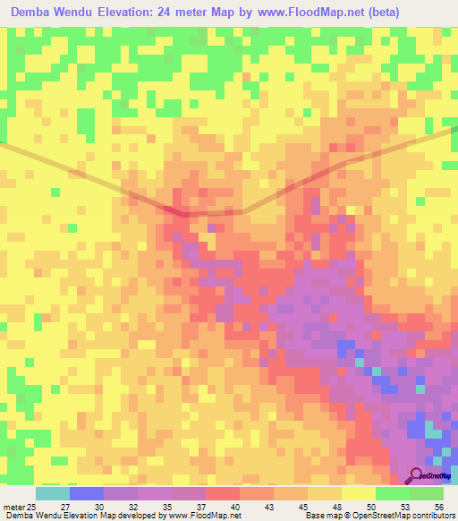 Demba Wendu,Gambia Elevation Map