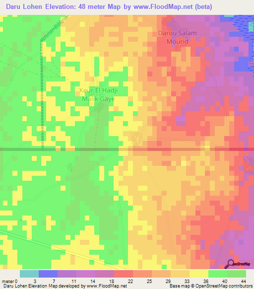 Daru Lohen,Gambia Elevation Map