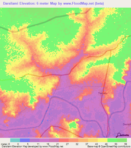 Darsilami,Gambia Elevation Map