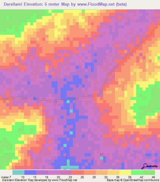 Darsilami,Gambia Elevation Map