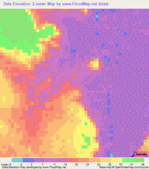 Dafa,Gambia Elevation Map