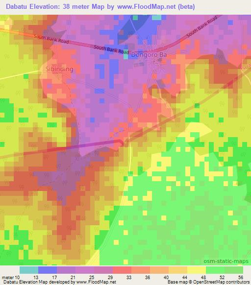 Dabatu,Gambia Elevation Map