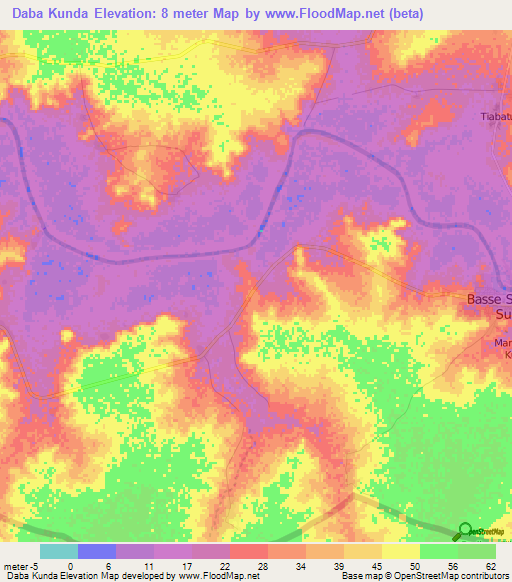 Daba Kunda,Gambia Elevation Map