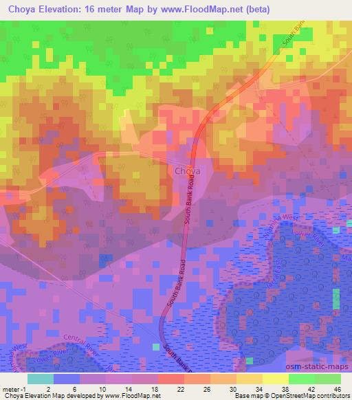 Choya,Gambia Elevation Map