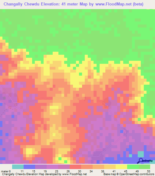 Changally Chewdu,Gambia Elevation Map