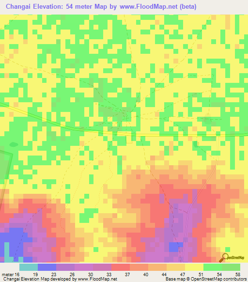 Changai,Gambia Elevation Map
