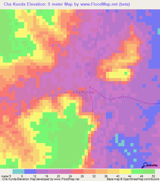 Cha Kunda,Gambia Elevation Map
