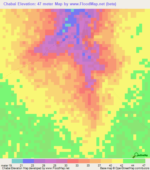 Chabai,Gambia Elevation Map