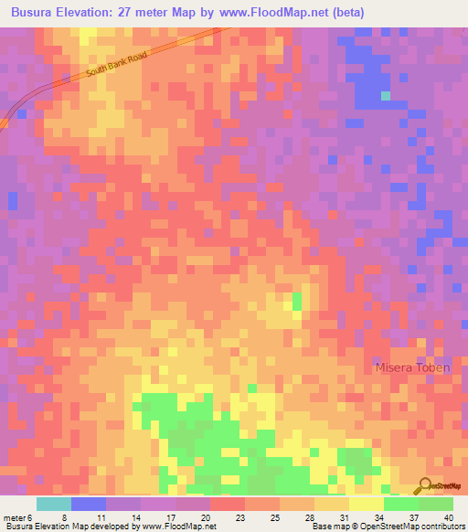 Busura,Gambia Elevation Map