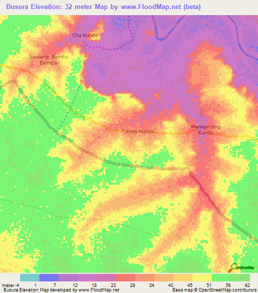 Busura,Gambia Elevation Map