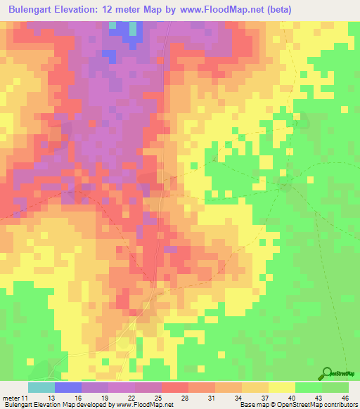 Bulengart,Gambia Elevation Map