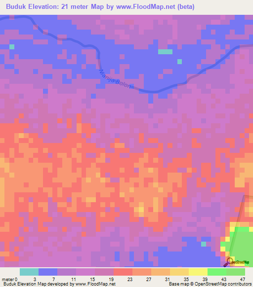 Buduk,Gambia Elevation Map