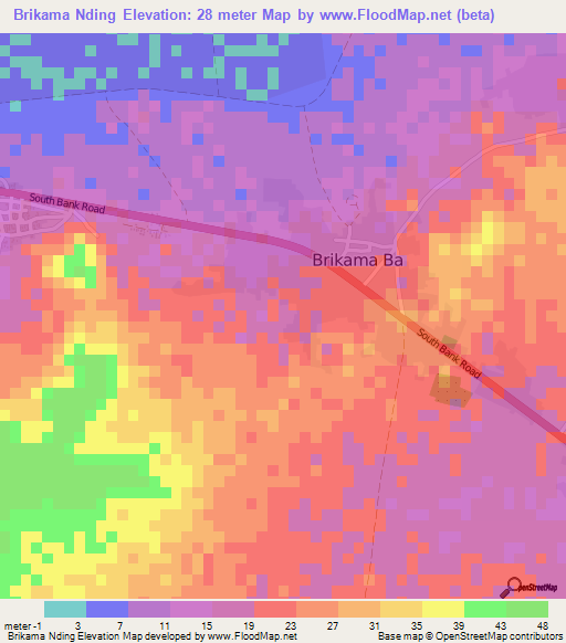 Brikama Nding,Gambia Elevation Map