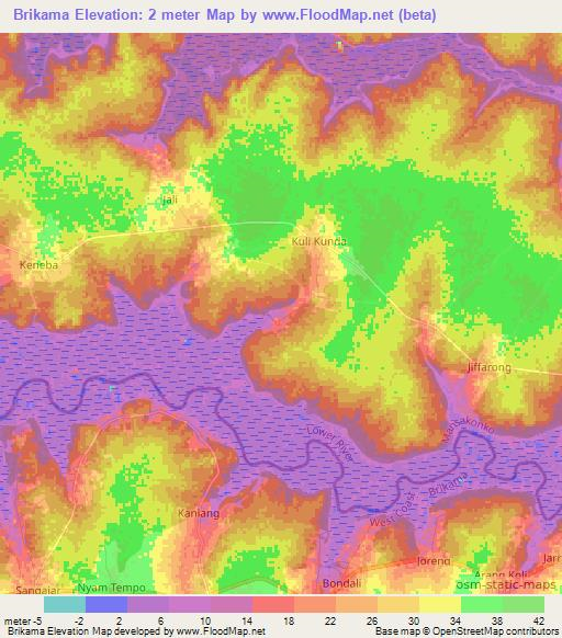 Brikama,Gambia Elevation Map