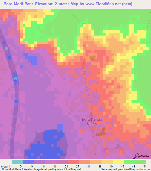 Boro Modi Bane,Gambia Elevation Map