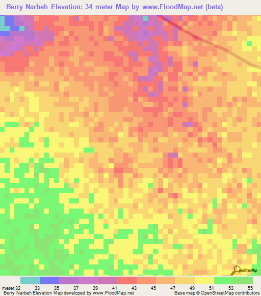 Berry Narbeh,Gambia Elevation Map