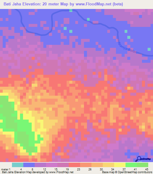 Bati Jaha,Gambia Elevation Map