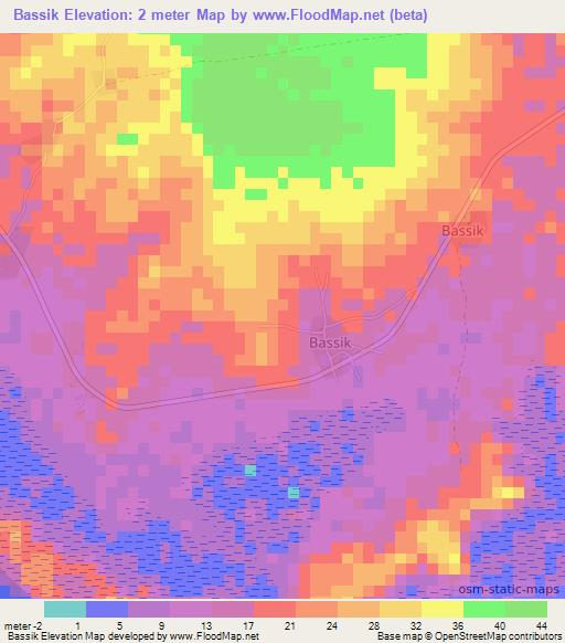 Bassik,Gambia Elevation Map