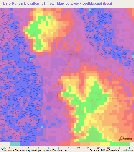 Baro Kunda,Gambia Elevation Map