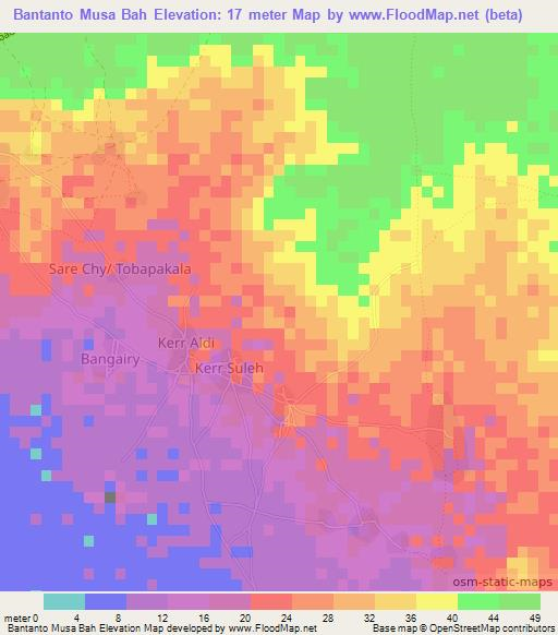 Bantanto Musa Bah,Gambia Elevation Map