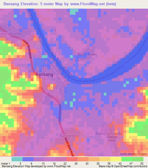 Bansang,Gambia Elevation Map