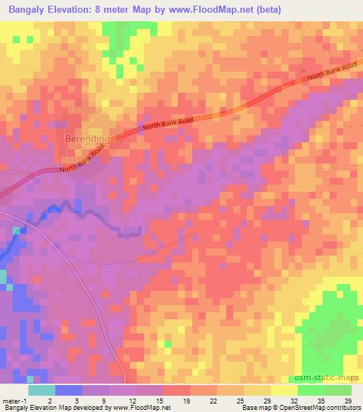 Bangaly,Gambia Elevation Map