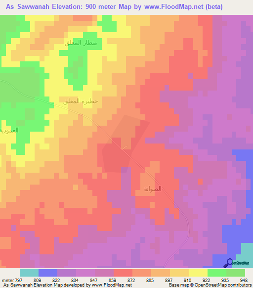 As Sawwanah,Syria Elevation Map