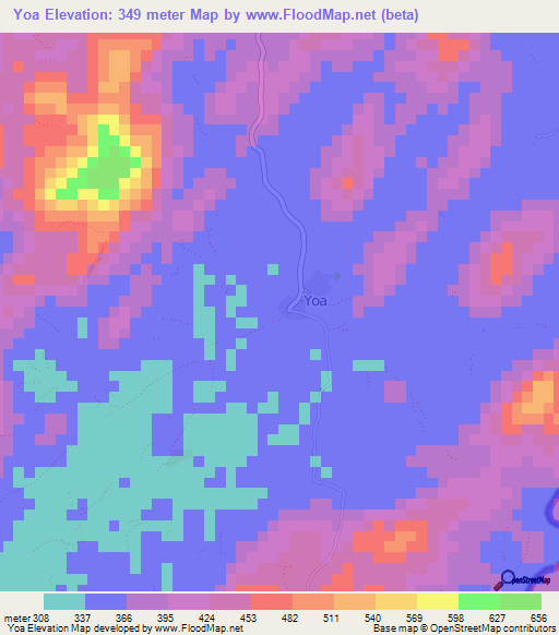 Yoa,Guinea Elevation Map